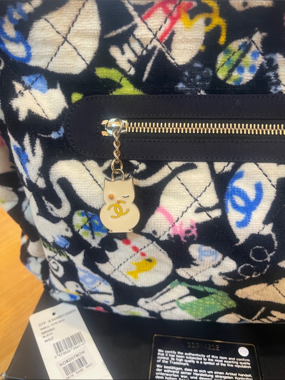 CHANEL Black Multicolor Patterned Canvas Tote - Picture 2 of 7